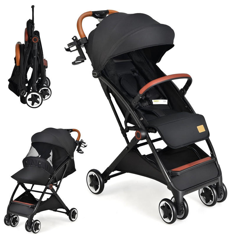 Costway Kinderwagen Schwarz 86x97x52 cm