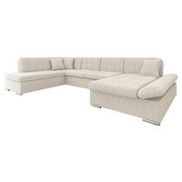 ECKSOFA Bergen Cord, Seite: Rechts - Beige/Silberfarben, Holz/Textil (345/76/205cm) - MIRJAN24