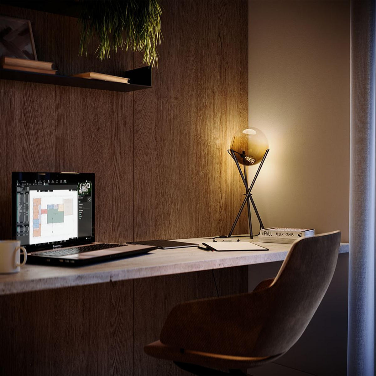 TISCHLAMPE Orb Axis Dreibein Braun/Schwarz - Braun, Glas (20/22/52cm) - s.luce