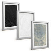 BILDER SET 3er Set - 20x30 cm Silberner Rahmen - Die Farben eleganter Steinstrukturen - Silberfarben, Kunststoff (20/30cm) - TULUP