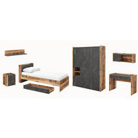 JUGENDZIMMER-SET Fargo Canyon Alpine Spruce / Raw Steel 641x218x191cm 7-teilig - Braun/Grau, Holz/Holzwerkstoff (641/191/218cm) - Feldmann-Wohnen