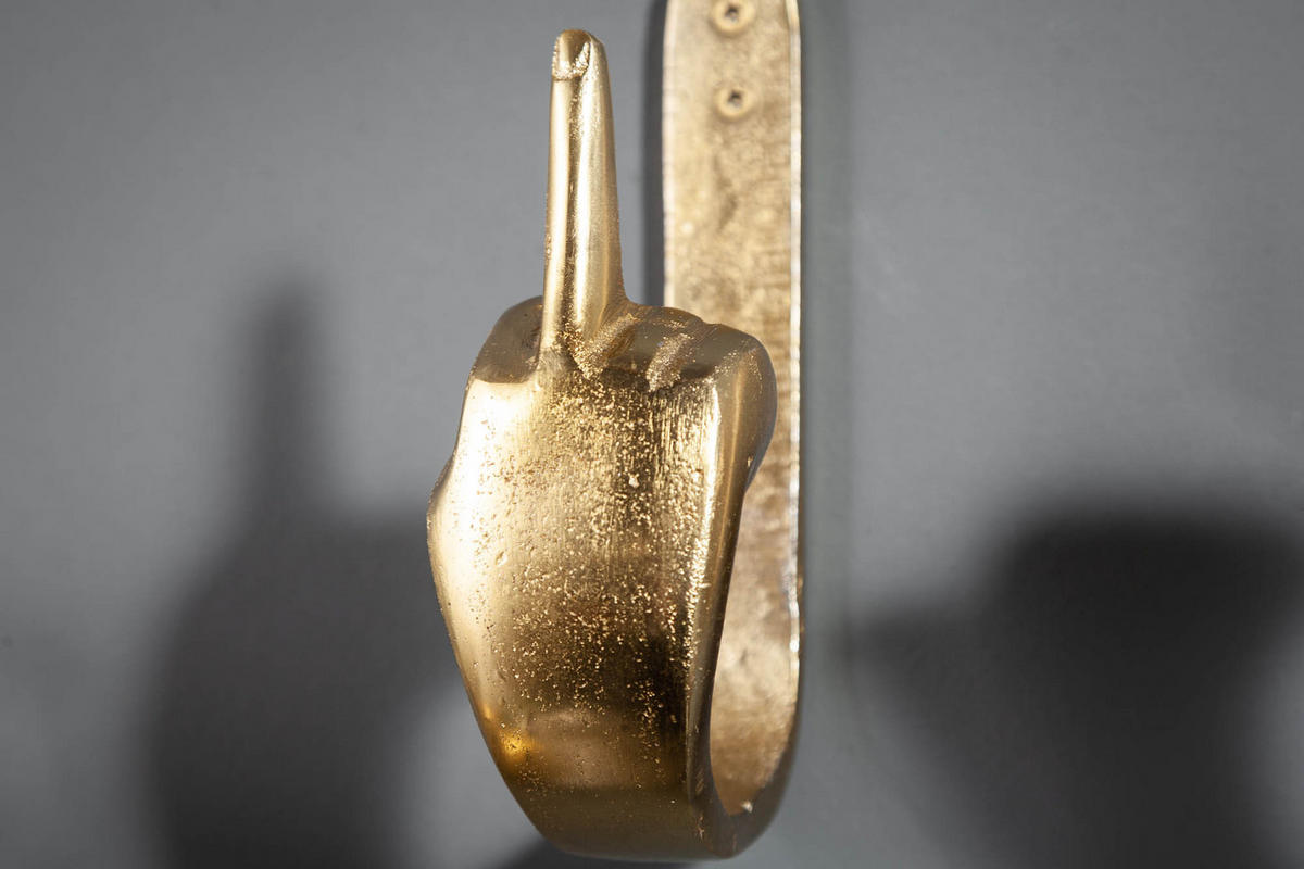 KLEIDERHAKEN FINGERS Metall Gold 20 cm - Goldfarben, Metall (6/17/11cm) - riess-ambiente