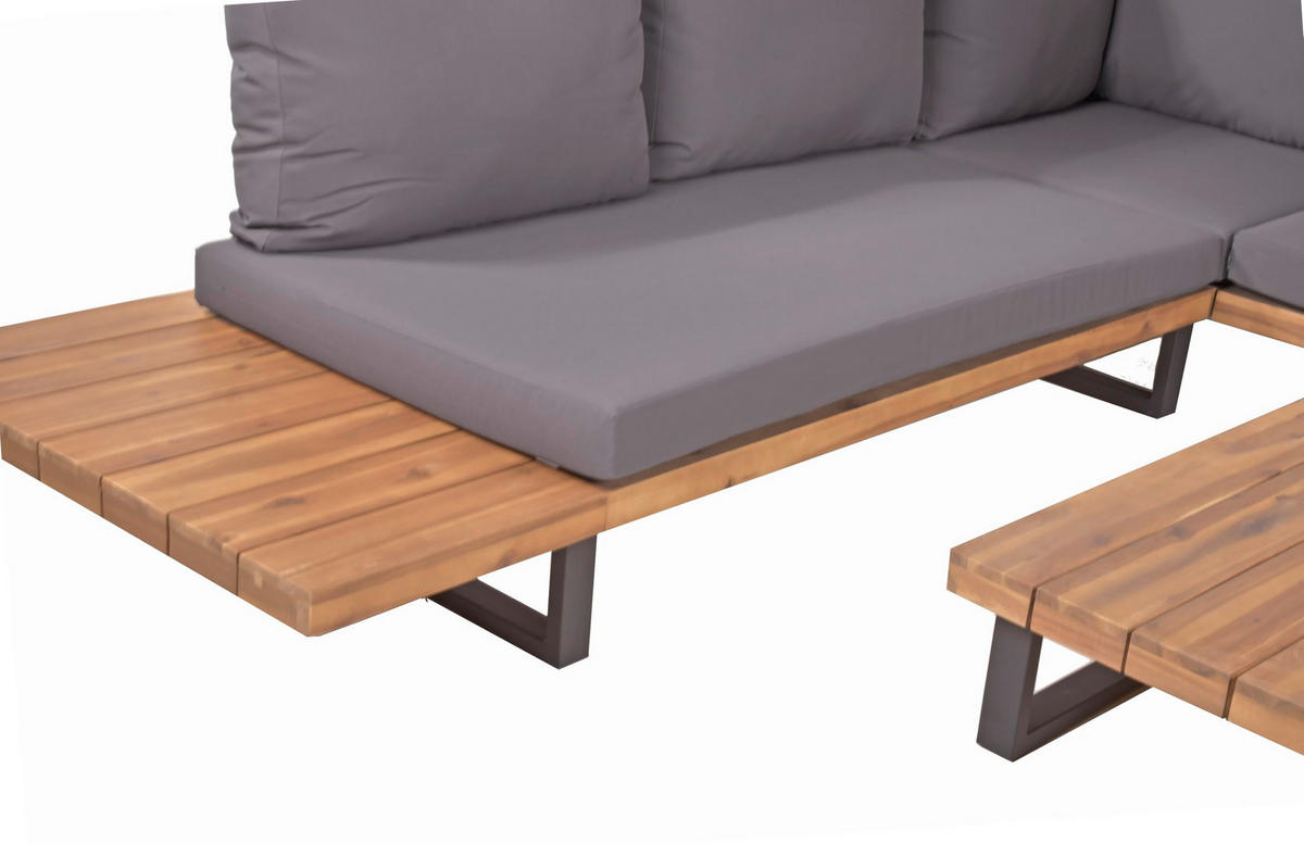 GARTENLOUNGESET Cecile 4-teilig Gartenmöbel - Schwarz, Metall - DELUKE