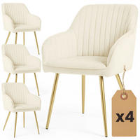 ČALÚNENÁ STOLIČKA, sada 4 ks, kovové nohy, krémová, zlatá 54,5/82/58 - krémová, textil (55/82/52cm) - RAUMHIRSCH FURNITURE