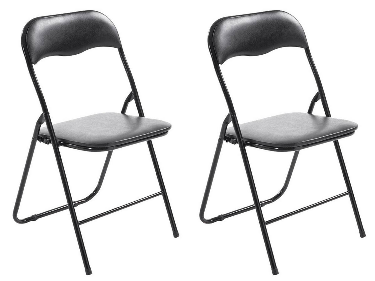 KLAPPSTUHL 2er Set Kunststoff schwarz/schwarz - Schwarz, Kunststoff/Textil (45/78/45cm) - CLP