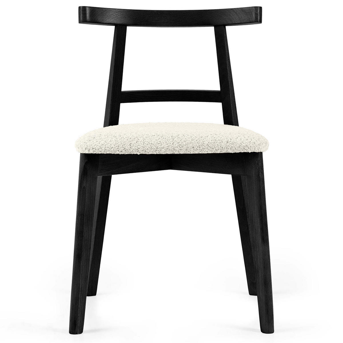 HOLZSTUHL LILIO Esstischstühle, 2-er Set, Bouclé - Schwarz/Weiß, Holz/Textil (47/76.5/45cm) - KONSIMO®