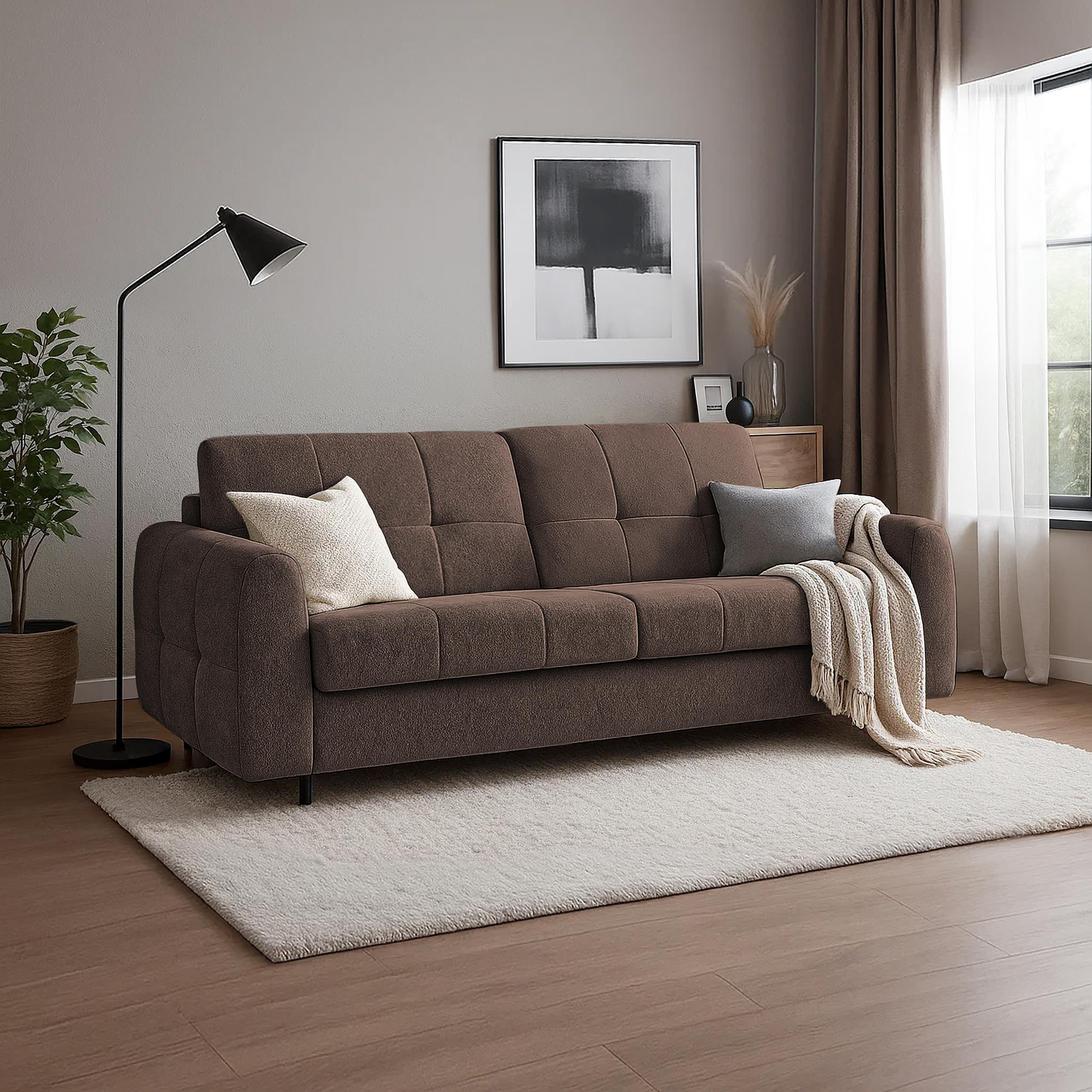 SCHLAFSOFA Pireus mit italienischem Gestell, 160x200, Braun - Schwarz/Braun, Textil (230/90/100cm) - Beautysofa