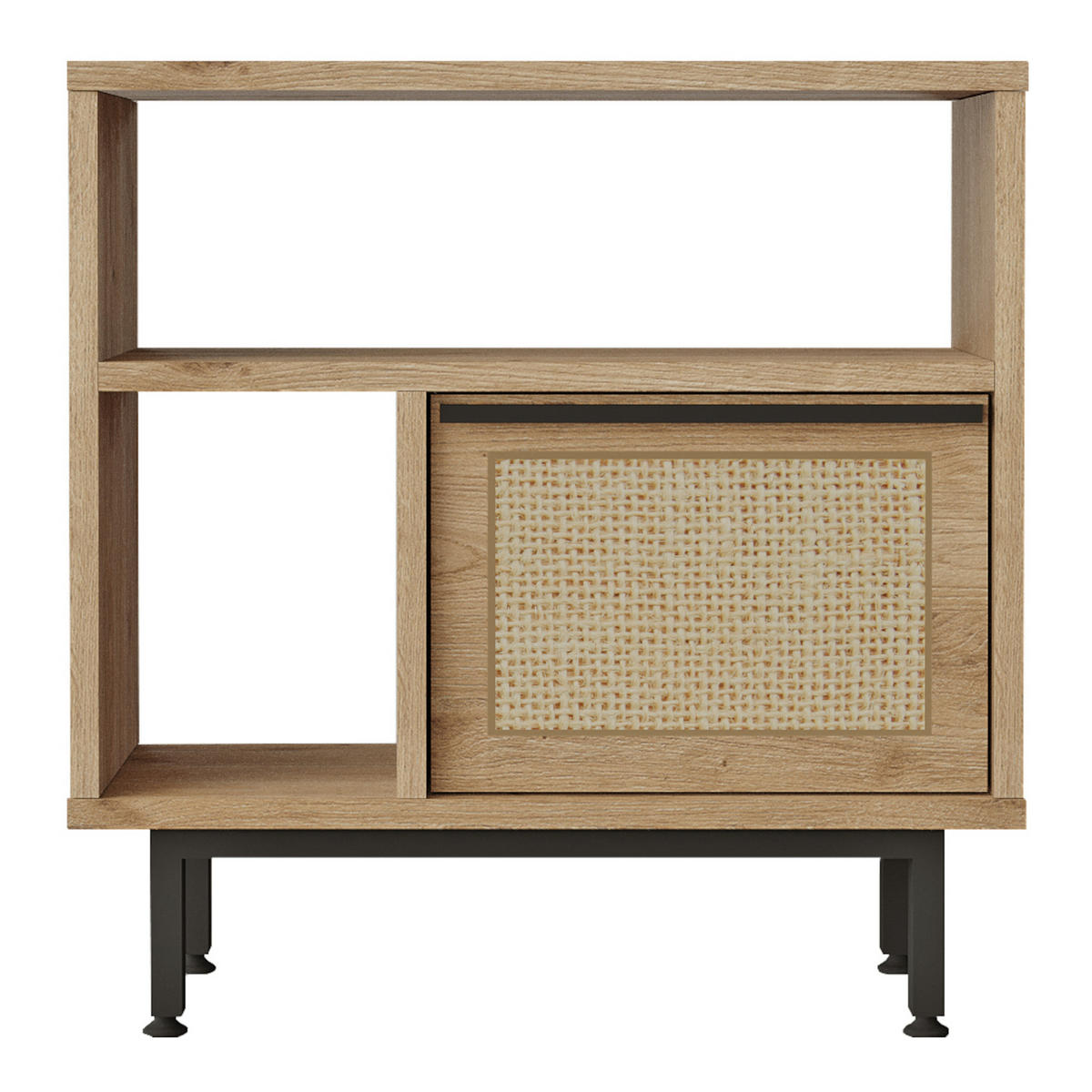 BEISTELLTISCH Kvænangen - Eichefarben/Schwarz, Holzwerkstoff/Metall (25.5/60/60cm) - [en.casa]