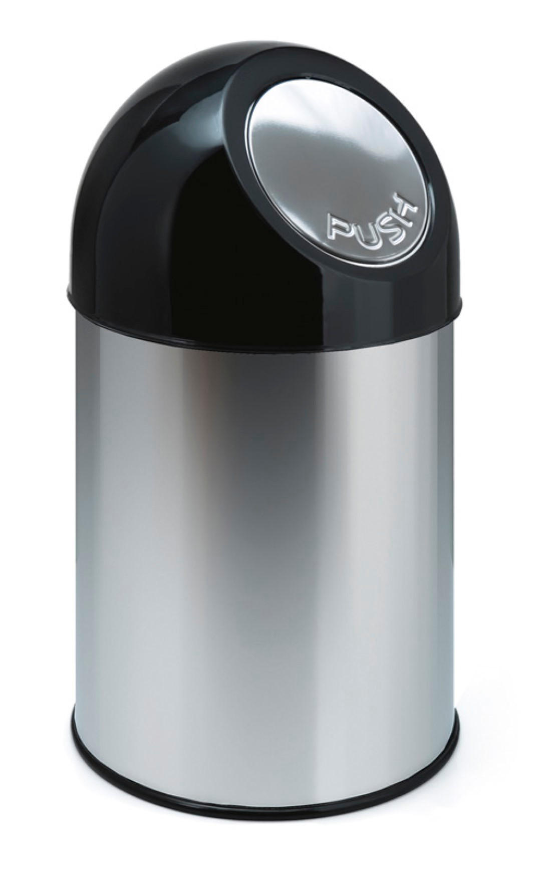 MÜLLEIMER klassisch Mit Pushdeckel 30 Liter 56 x 31 x 31 cm Metall Edelstahl - Grau, Metall (31/56/31cm) - PROREGAL