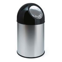 MÜLLEIMER klassisch Mit Pushdeckel 30 Liter 56 x 31 x 31 cm Metall Edelstahl - Grau, Metall (31/56/31cm) - PROREGAL