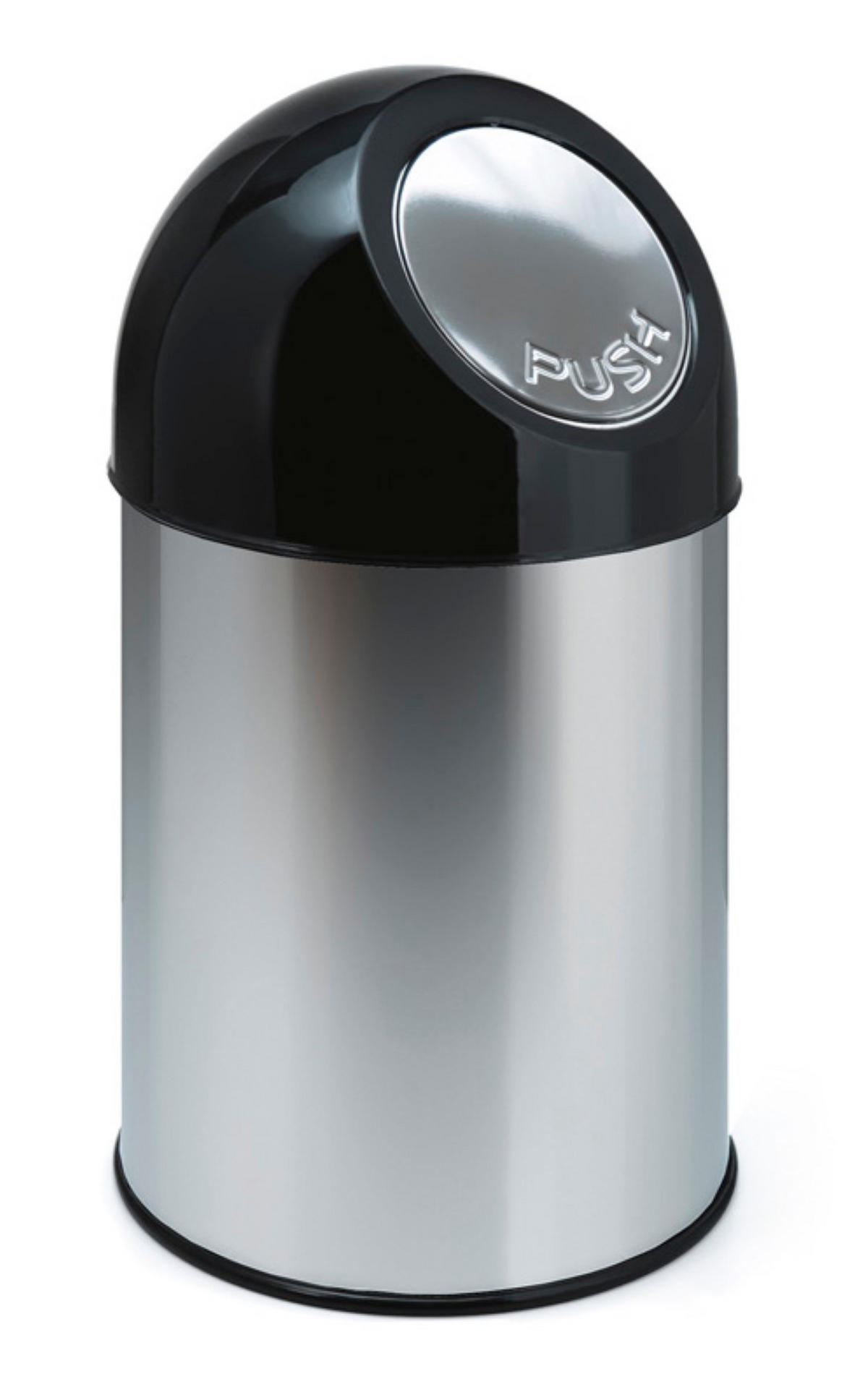 MÜLLEIMER klassisch Mit Pushdeckel 30 Liter 56 x 31 x 31 cm Metall Edelstahl - Grau, Metall (31/56/31cm) - PROREGAL