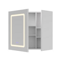 SPIEGELSCHRANK 2-türig LED mit Antibeschlag Doppelspiegel Badschrank 70cm - Weiß, Glas (70/60/13.5cm)