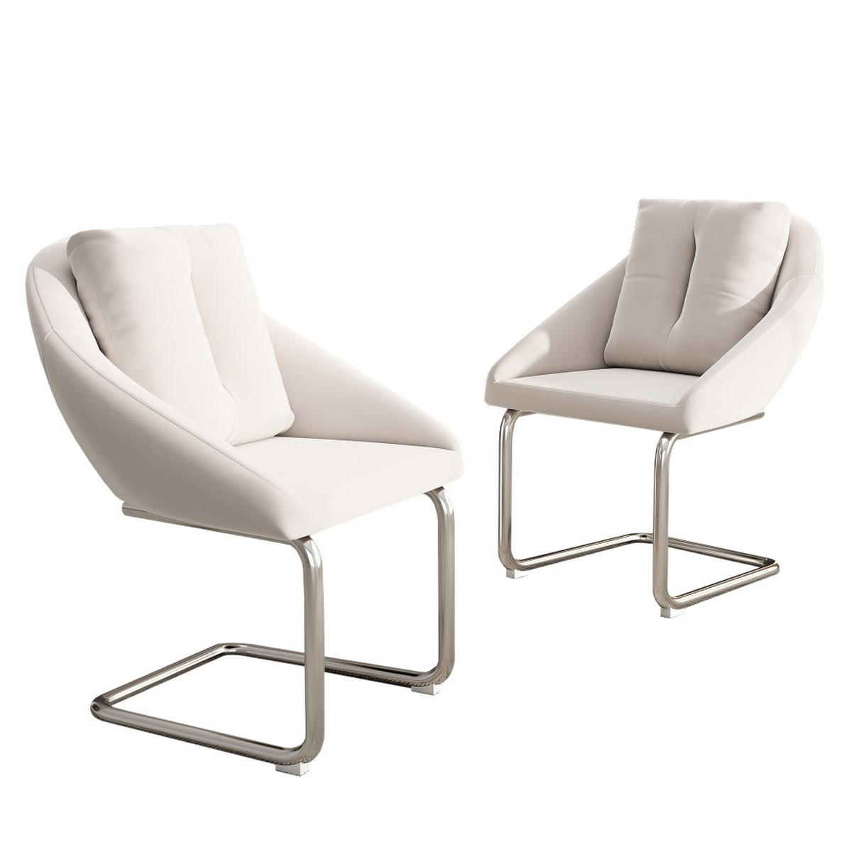 STUHL-SET 2 Stück mit Kissen in Beige，gewölbte Stützbeine - Beige, Textil (59/82/57cm) - KOMHTOM