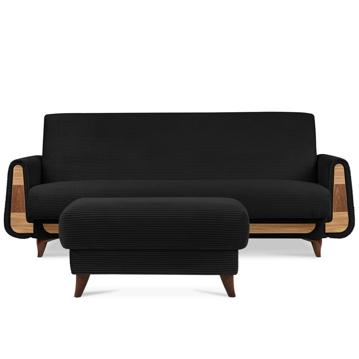 HOCKER GUSTAVO II, Schwarz - Schwarz/Braun, Holz/Holzwerkstoff (92/49/92cm) - KONSIMO®