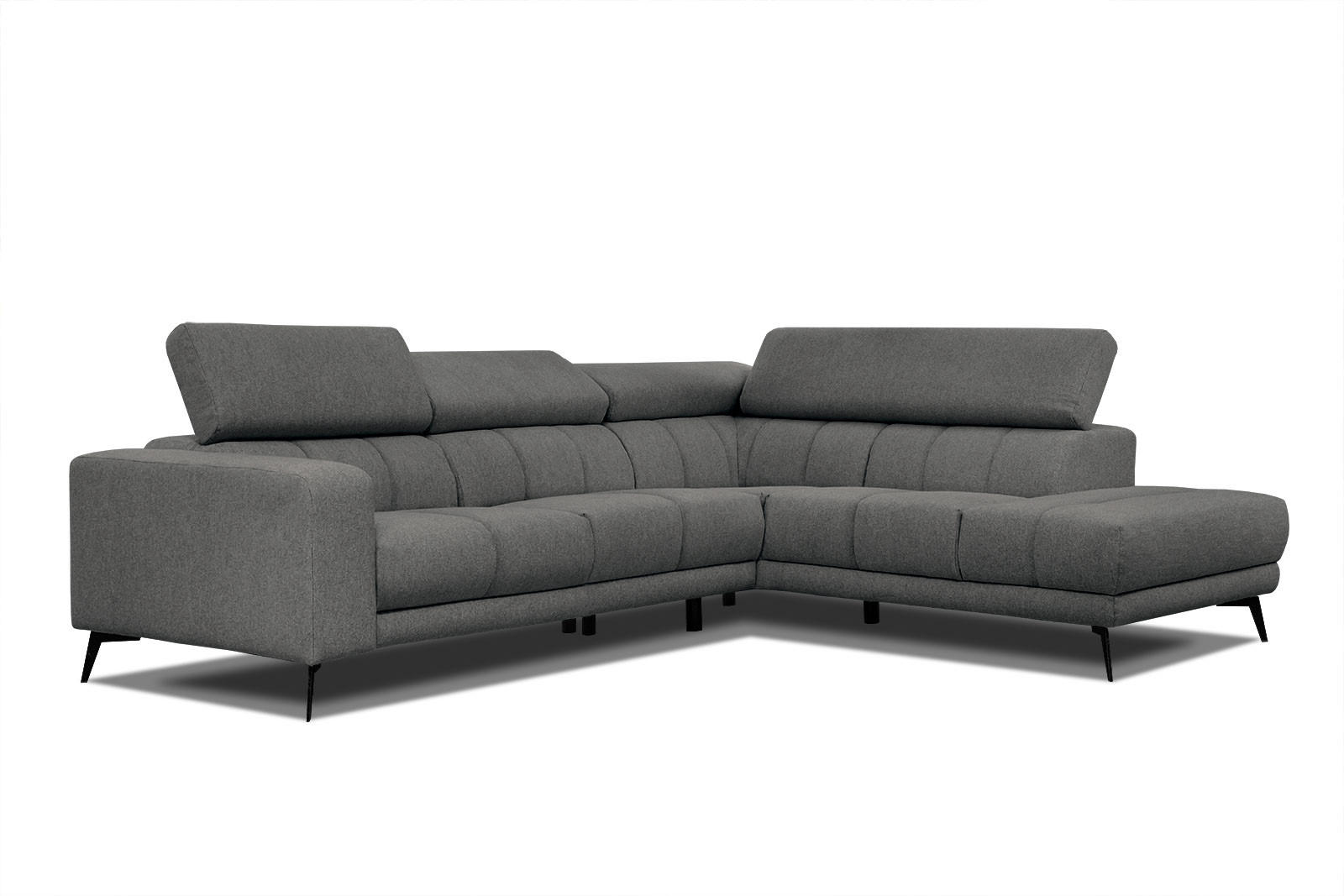 ECKSOFA MORELLO 5-Sitzer, dunkelgrau - Dunkelgrau/Schwarz, Holzwerkstoff/Textil (287/228cm) - Courtois Laville