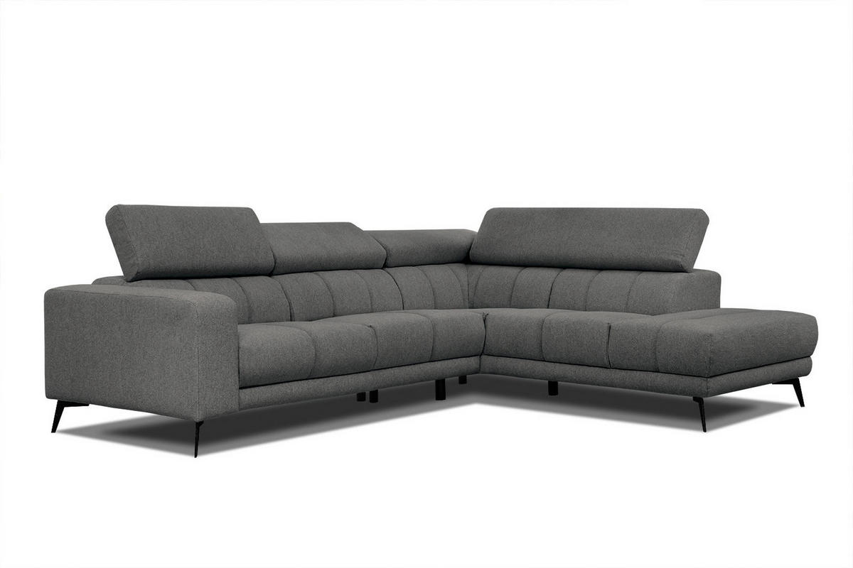 ECKSOFA MORELLO 5-Sitzer, dunkelgrau - Dunkelgrau/Schwarz, Holzwerkstoff/Textil (287/228cm) - Courtois Laville