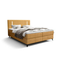 BOXBETT ONO mit Matratze H3, Bonell und Topper 180x200 CURIO 48 - Goldfarben, Textil (180/200cm) - Bedante