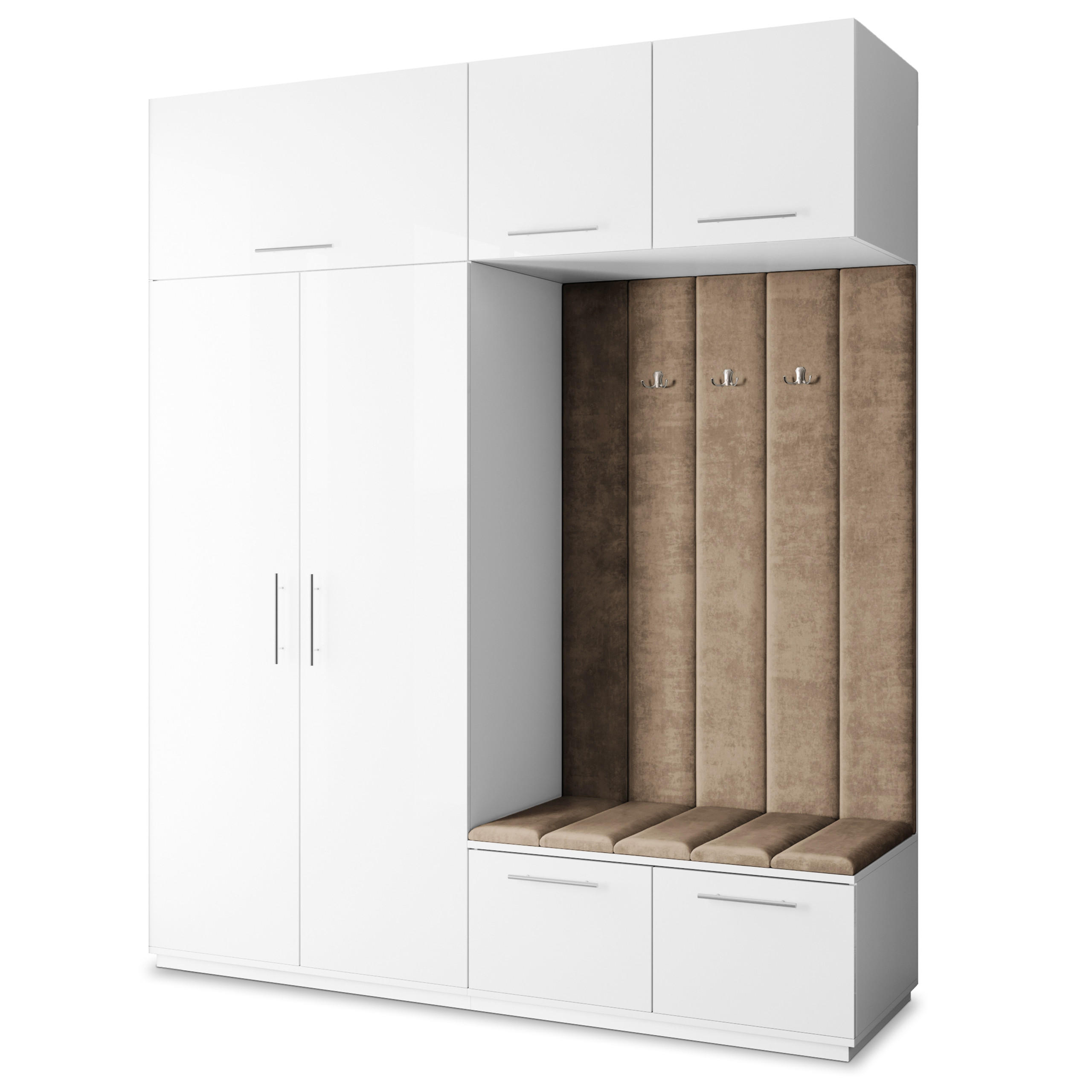 Masseno Garderobenschrank Weiß, Mokka 200x240x60 cm