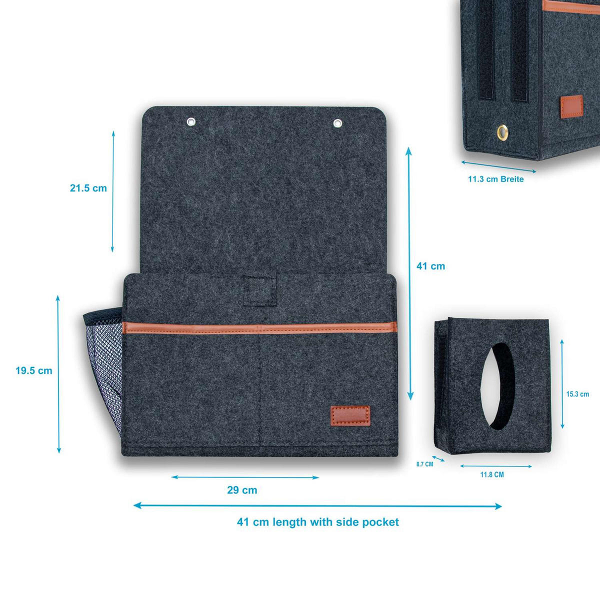 SOFA TASCHE - Dunkelgrau, Textil (11.3/19.5/41cm) - Intirilife
