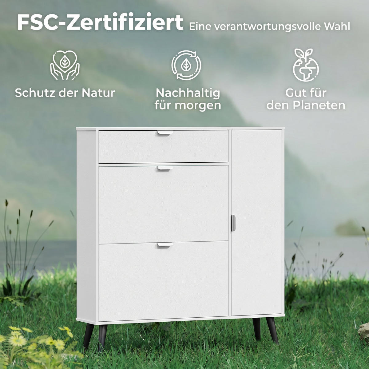 SCHUHSCHRANK DE-09955 Weiß - Weiß, Holzwerkstoff (99.4/106.6/23.8cm) - ComfortXL