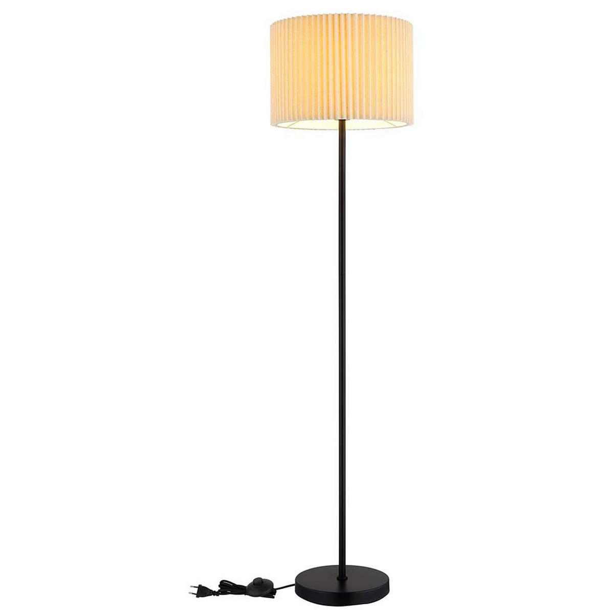 LED STEHLEUCHTE Textil Natur Schwarz - Beige, Metall (38/38/152cm) - Globo Lighting