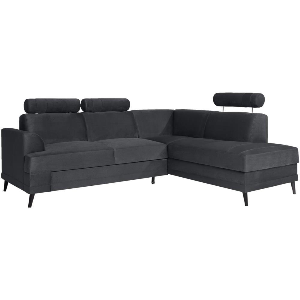 ECKSCHLAFSOFA Kordian rechts graphit - Graphitfarben, Textil (250/200cm) - Beautysofa