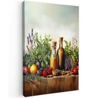 LEINWANDBILD Stilleben - Kräuter - Gewürze - Früchte - Farbenfroh 20x30 cm - Grün, Textil (20/30cm) - MuchoWow