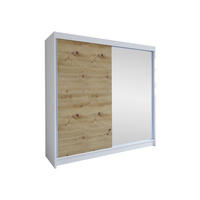 SCHWEBETÜRENSCHRANK Talin I - Silberfarben/Eiche Artisan, Holzwerkstoff/Metall (180/215/58cm) - MIRJAN24