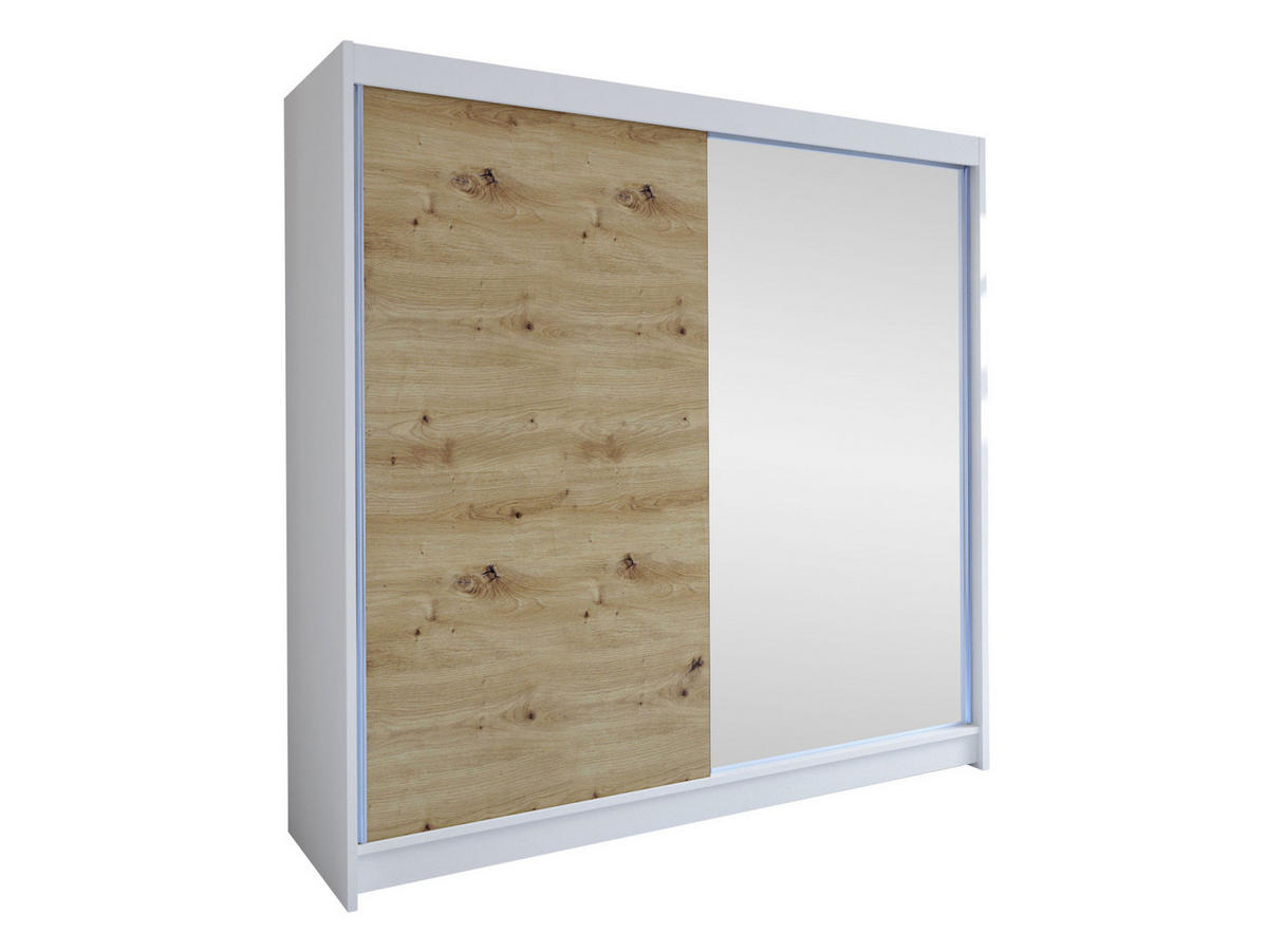 SCHWEBETÜRENSCHRANK Talin I - Silberfarben/Eiche Artisan, Holzwerkstoff/Metall (180/215/58cm) - MIRJAN24