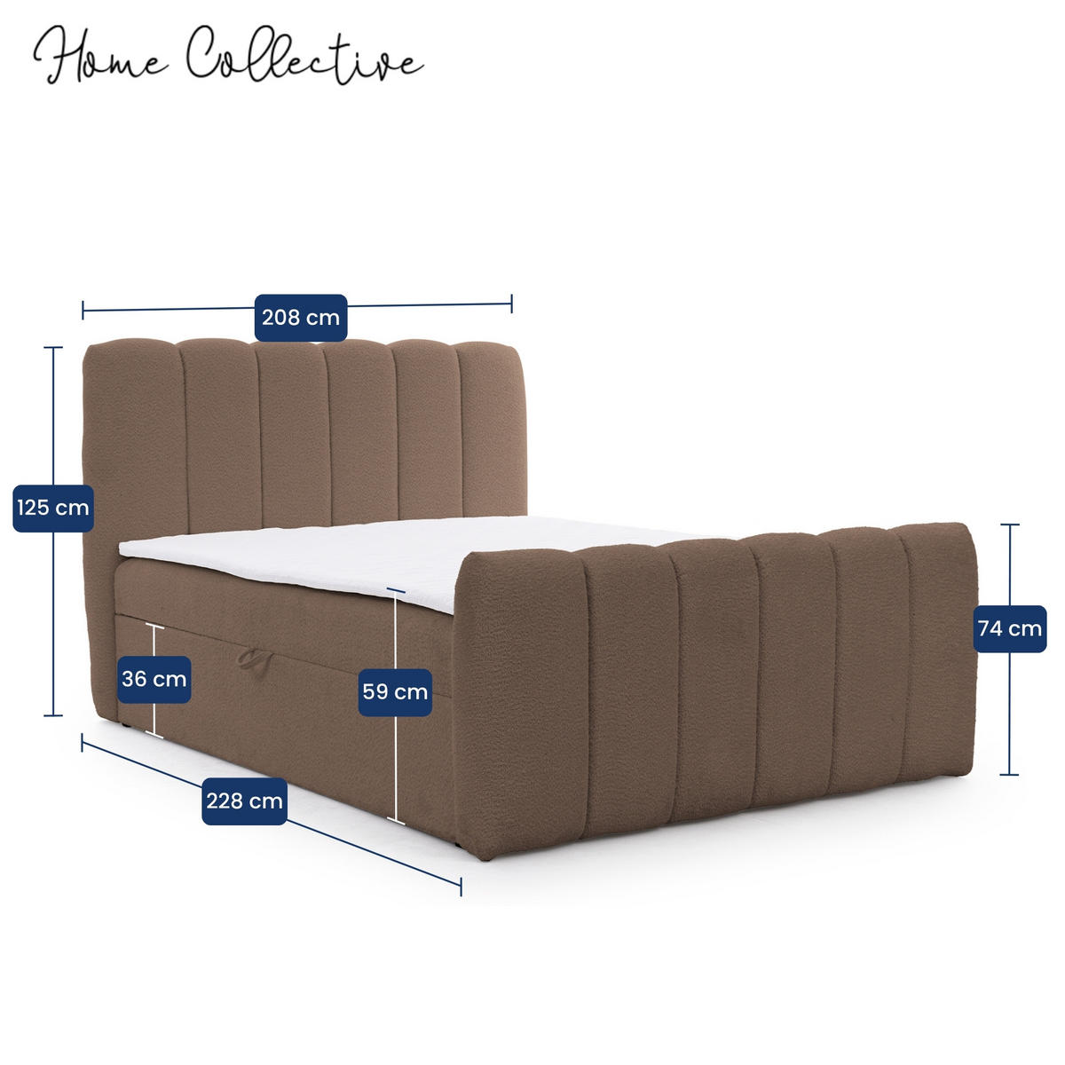 BOXBETT mit Topper und Stauraum 200x200 cm in Braun - Braun, Textil (200/200cm) - Home Collective