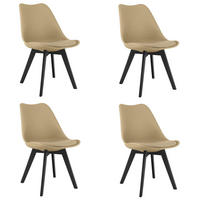 ESSZIMMERSTUHL 4-er Set RIKX dunkelbeiger Sitz, schwarze Beine - Beige/Schwarz, Kunststoff (49/82/43cm) - Valora