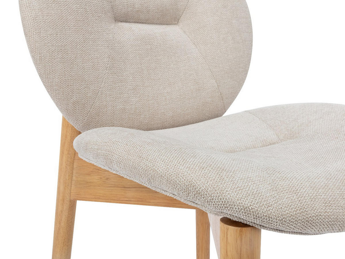 STUHL 2er-Set - Stoff & Kautschukholz - Beige - ISADIO - Beige, Textil (59.5/83/50.5cm) - Vente-Unique