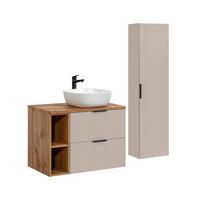 BADMÖBEL 80.6cm Adriel 2er-Set Beige - Beige, Holzwerkstoff (80.6/59/46cm) - Petits-meubles