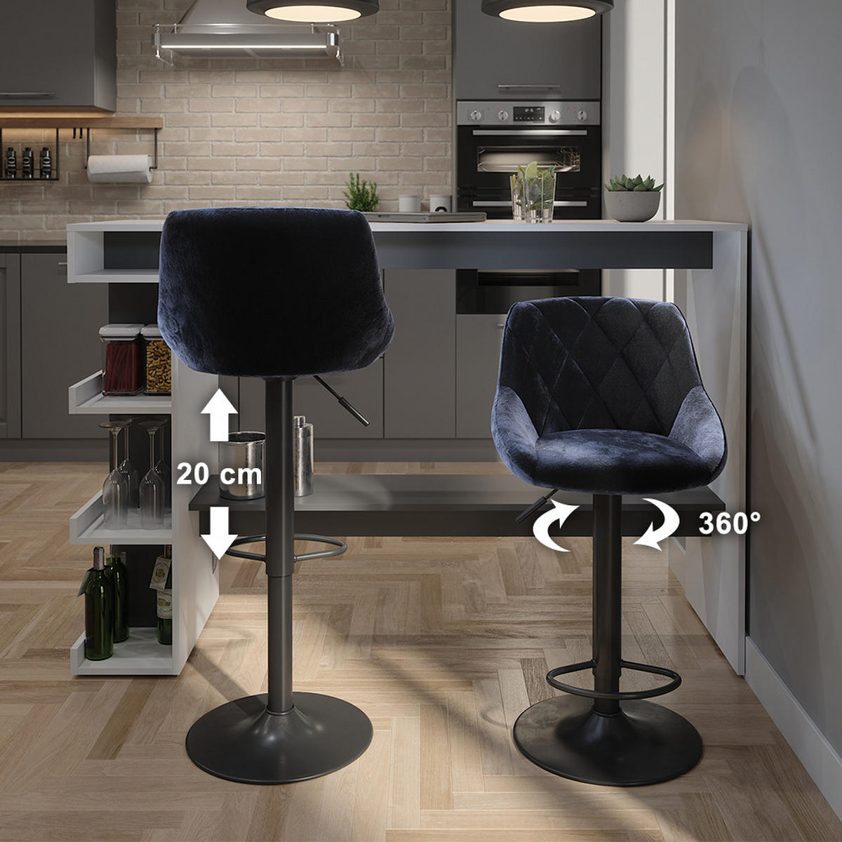 BARSKE STOLICE Sena, Crna, 38.5 x 84 cm - crna, tekstil (47.5/84/49cm) - Vicco