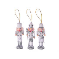 LAALU CHRISTBAUMKUGEL-SET 3 Dekorationen Nussknacker Silber Mix 12,5 cm - Silberfarben, Holzwerkstoff (20/14/25cm) - LAALU