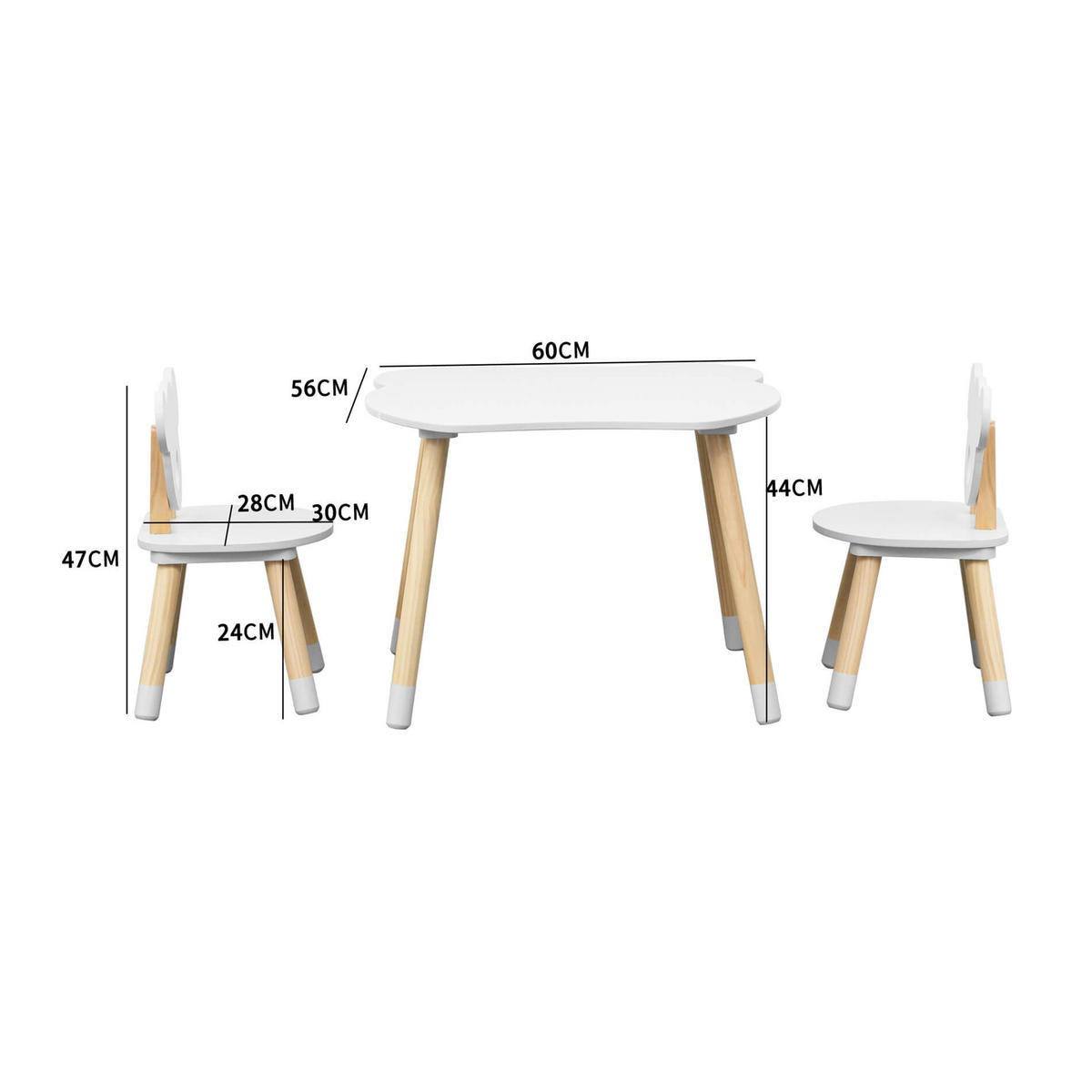 KINDERSITZGRUPPE Weiß 56/60/44 cm - Weiß, Holzwerkstoff (60/44/56cm) - Mobili Rebecca