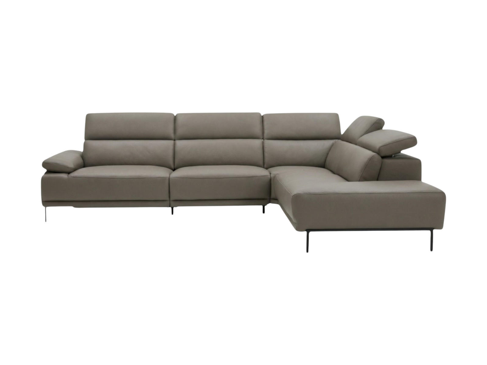ECKSOFA Fiesta Echtleder Greige - Greige, Leder/Metall (282/220cm)