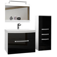 BADMÖBEL Badezimmer Schwarz, Glänzend - Schwarz, Holz (100/81/40cm) - B BELINI GROUP