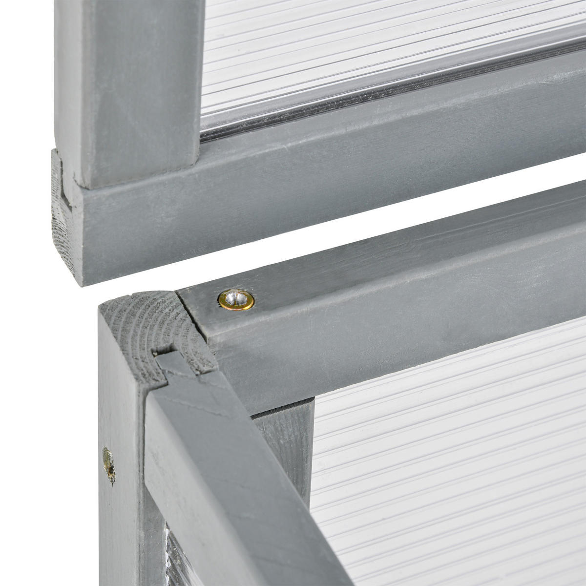 GEWÄCHSHAUS DE-05764 Holz & Polycarbonat, mit aufklappbarem Dach Grau - Grau, Holz (46/40/90cm) - ComfortXL