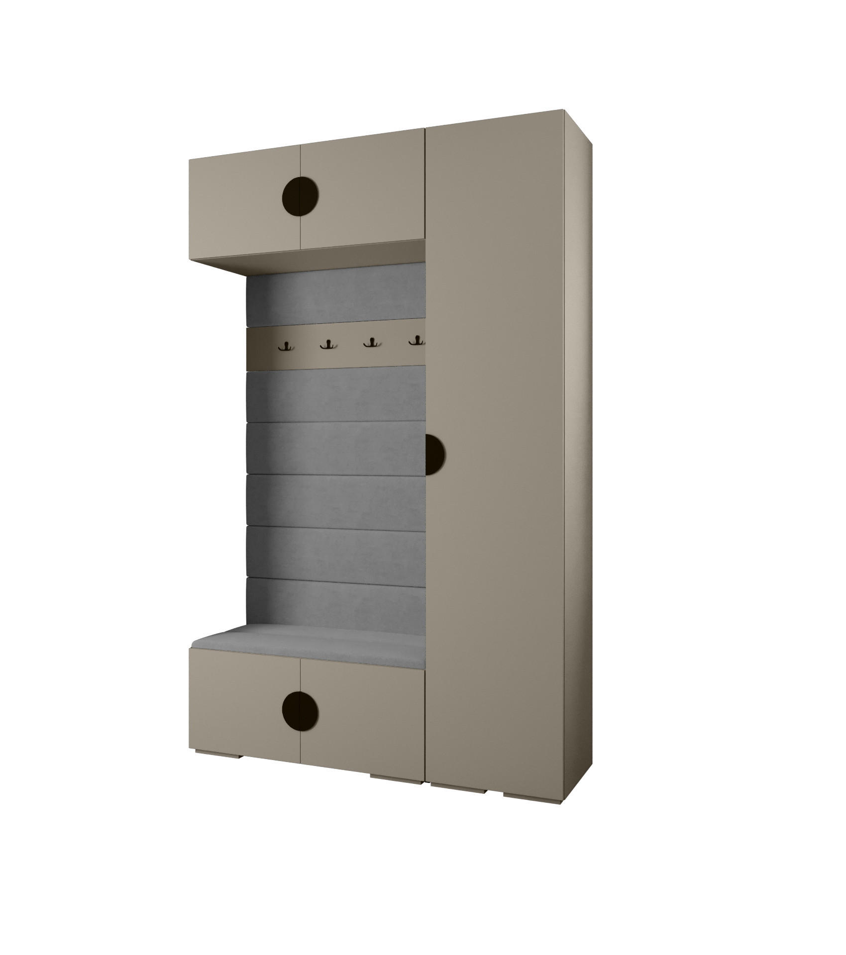 Abiks Möbel Garderoben-Set Kaschmir, Grau, Schwarz 150x236.7x47 cm