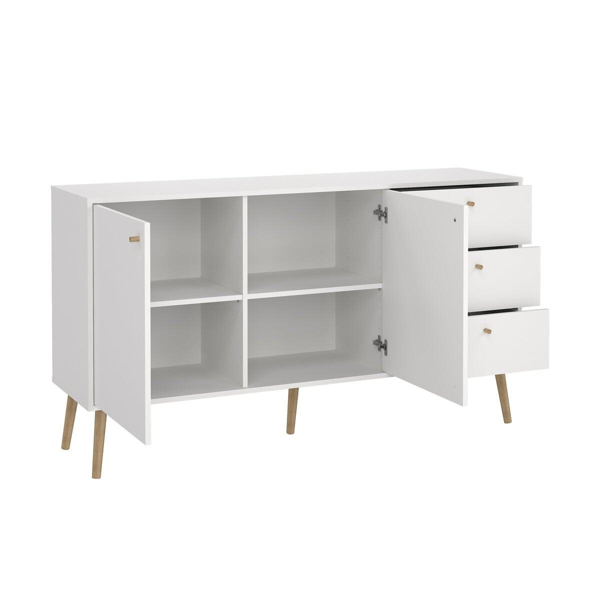 SIDEBOARD, Bodo, Weiß, Holzwerkstoff, 148 x 40 x 82 cm - Weiß, Holzwerkstoff (39.1/81.7/147.2cm) - Calicosy