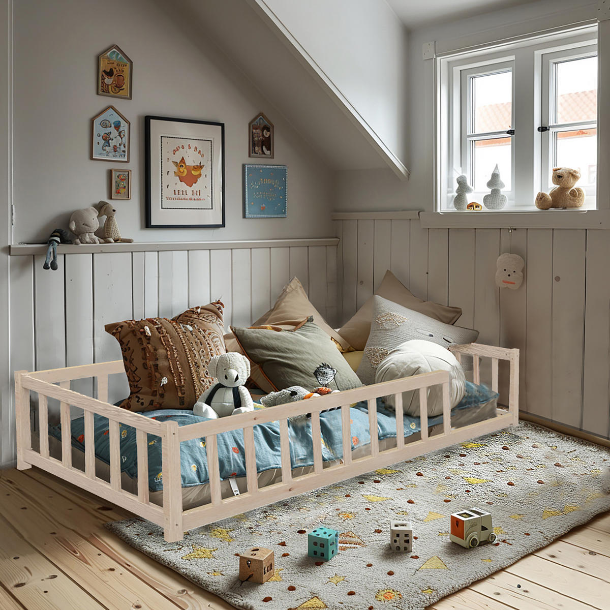 KINDERBETT NINO MIT LATTENROST/ Kinderbett 90x190 - Naturholz - Naturfarben, Holz (90/190cm) - Weber Industries
