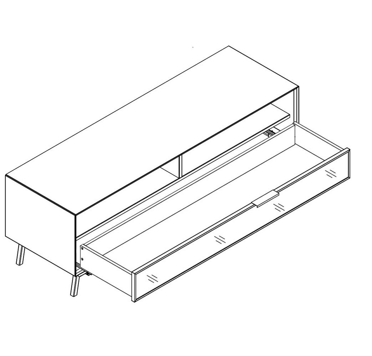 LOWBOARD Modern Loft Eiche Natur 160 / 50 / 54cm - Eichefarben/Schwarz, Holz/Metall (160/54/50cm) - Feldmann-Wohnen