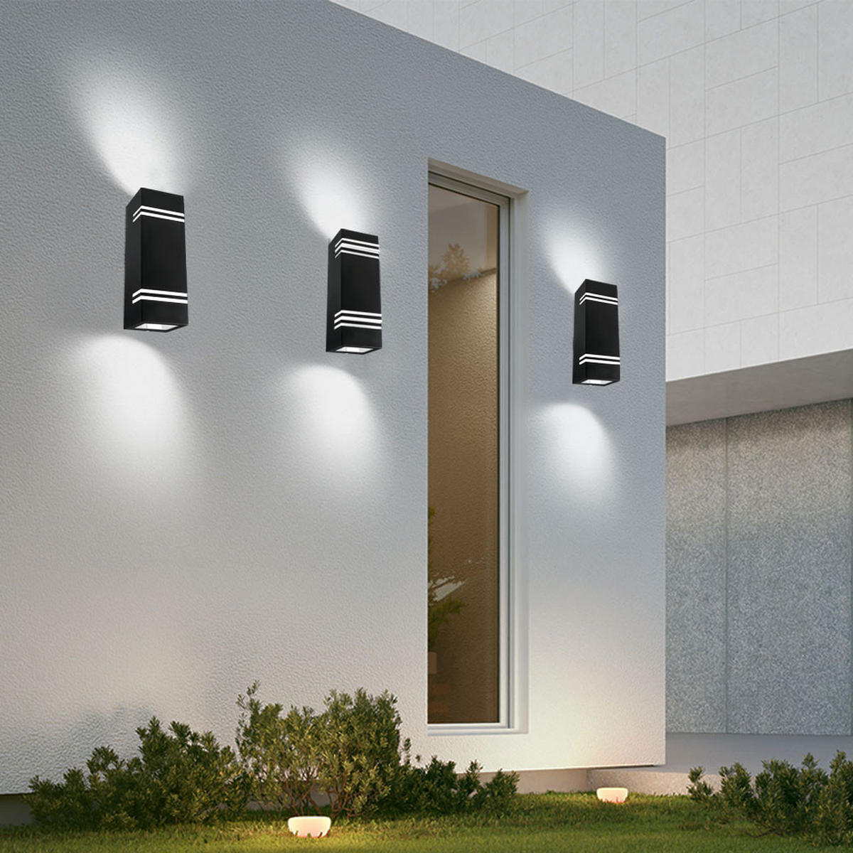 LED AUSSEN-WANDLEUCHTE Edelstahl Schwarz 2er Set - Schwarz, Metall (8.5/25/8.7cm)