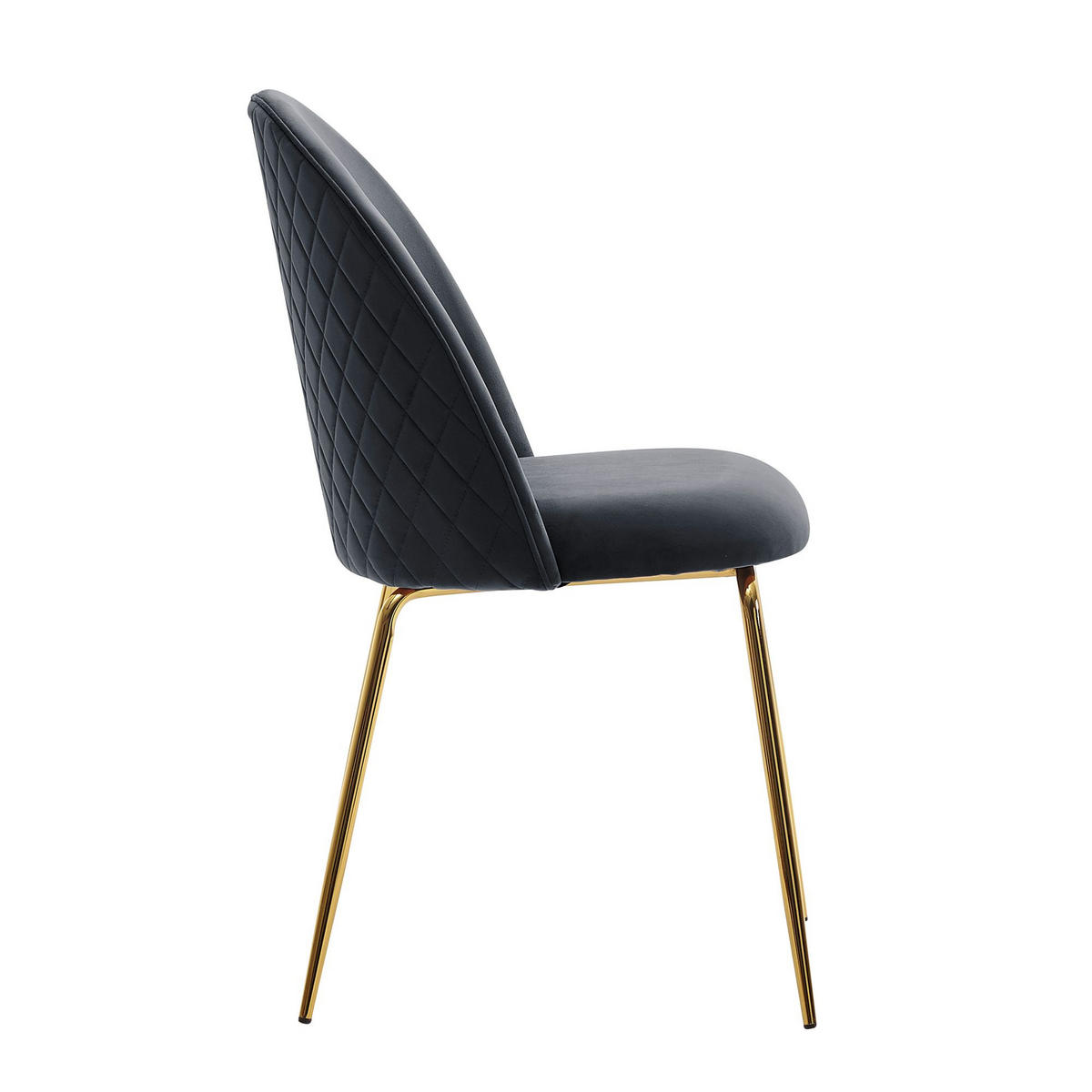 ESSZIMMERSTUHL 2er Set Samtbezug mit Metallgestell Schalenform Skandinavisch gepolstert, Schwarz 53x50x87 cm - Goldfarben/Schwarz, Textil/Metall (53/87/50cm) - KADIMA DESIGN