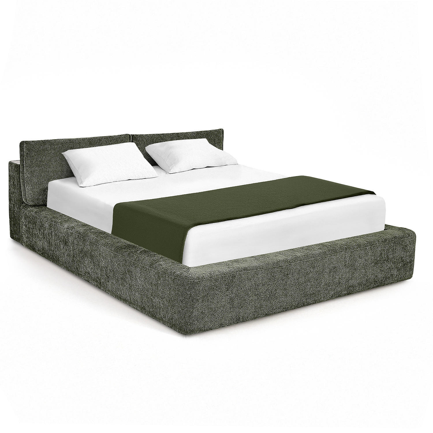 POLSTERBETT - Dunkelgrün, Textil (160/200cm) - home24
