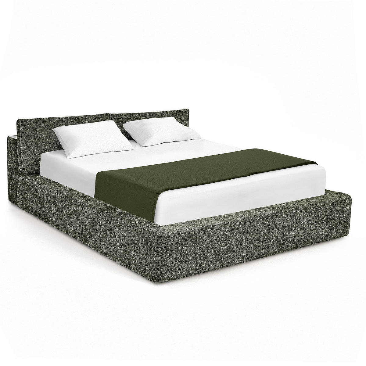 POLSTERBETT - Dunkelgrün, Textil (160/200cm) - home24