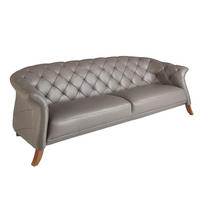 CHESTERFIELD-SOFA Chester sofa 3 sitzer grau leder 262/104/82 cm - Grau/Honig, Leder (262/82/104cm) - ANGEL CERDA