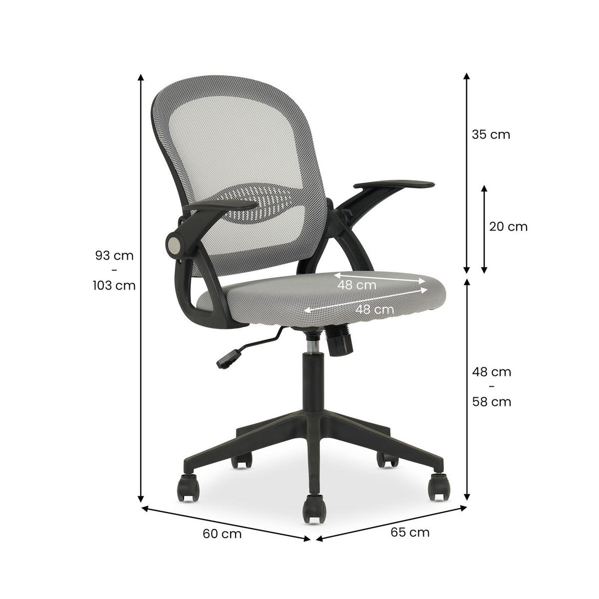 BÜRODREHSTUHL EREN - Grau, Textil (63/102/61cm) - IDIMEX