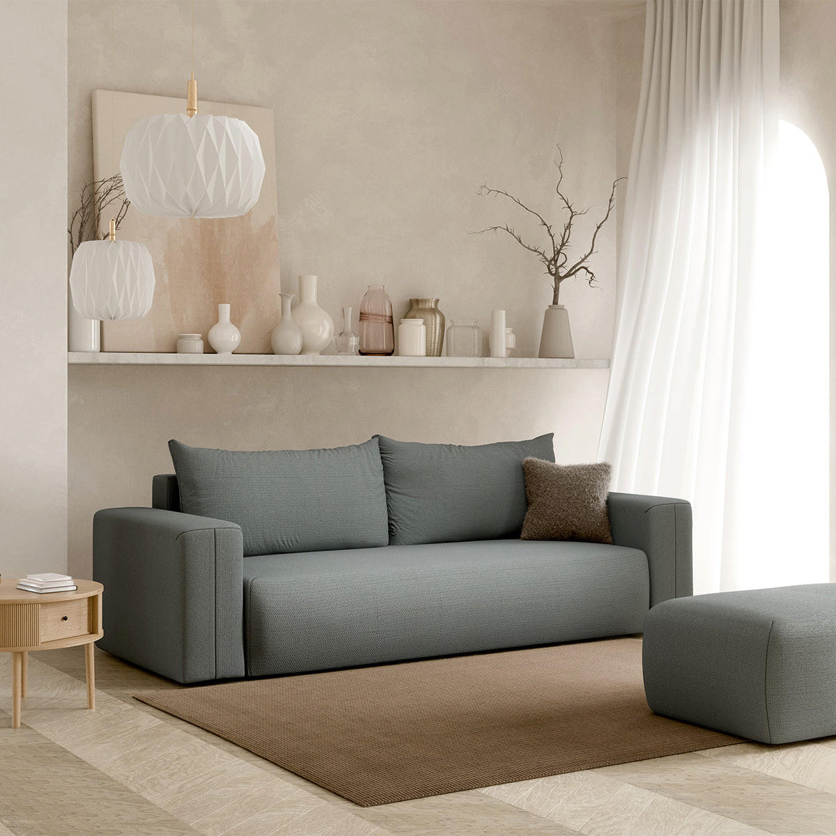 SOFA Bliss 3 Sitzplätze Grau - Grau, Holz (252/72/97cm) - Petits-meubles